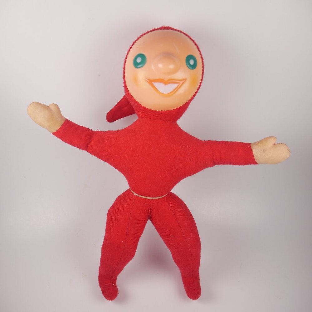 Red Plush Doll Toy 12" Vintage Knorr Soup Mix Seasoning Troll Plastic Face